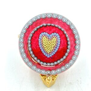 Perthshire PP46 Heart Paperweight 1996 Scotland Millefiori Signed Cane
